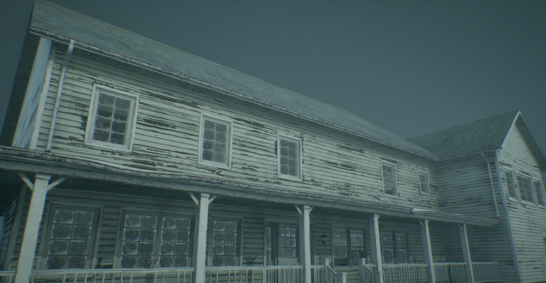 A sötét, elhagyatott Port Hope kikötő látképe.